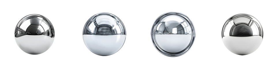 Perfectly Polished Balls: Collection of Metal Spheres on White