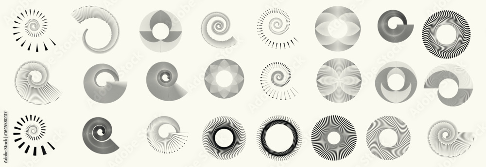 Fototapete collection of vector design elements. set of logos with lines, spirals and circles. various forms of