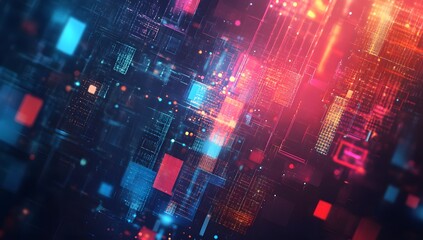 Abstract digital background with numerous virtual screens and media icons