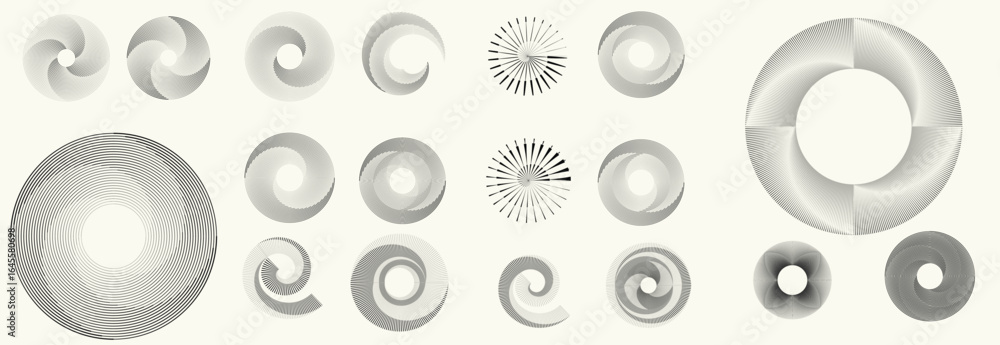 Fototapete collection of vector design elements. set of logos with lines, spirals and circles. various forms of