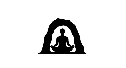find inner peace silhouette of a person meditating in a serene cave perfect for mindfulness yoga and spiritual wellness websites blogs and social media