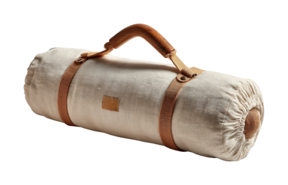 Yoga mat roll home product showcase cozy atmosphere, isolated on transparent background, png - Powered by Adobe