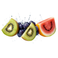 Watermelon Kiwi Orange Fruit Splash PNG