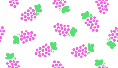Cute grape fruits pattern background vector design