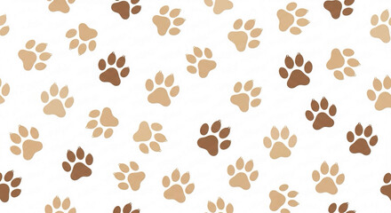 Paw print seamless pattern. Cute dog and cat footprint background