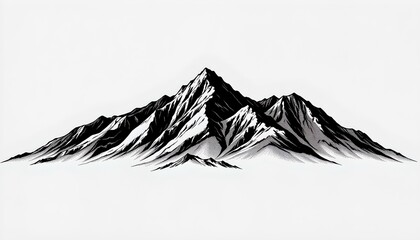a majestic mountain range in a monochromatic style, a striking display of nature's grandeur, captured in a moment of stark contrast