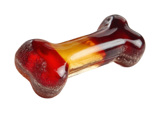 Pet treats for dogs sweet bone shaped candy, isolated on transparent background, png