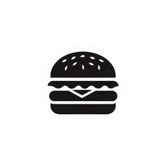Burger icon food restaurant chef isolated on transparency background simple line art fast food sandwich minimal style black and white delicious snack