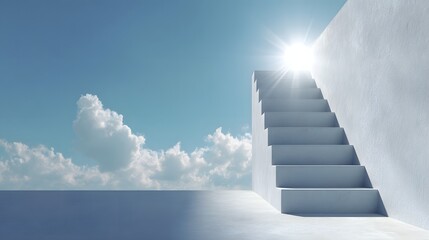 Light-filled steps leading to a bright sky.