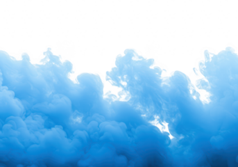 Abstract blue smoke clouds isolated on transparent background