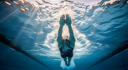 man in the water, man swimming in pool, aquatics championships