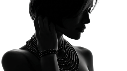 Elegant silhouette portrait minimalist profile, isolated on transparent background, png