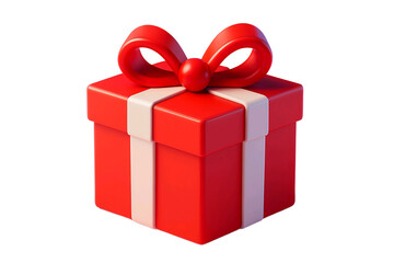 Obraz premium A bright red gift box with a white ribbon and bow isolated on transparent background