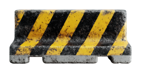 Construction barrier safety block urban area object outdoors, isolated on transparent background, png
