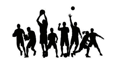 diverse team of athletes in action powerful silhouettes for sports websites marketing and team building presentations