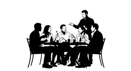 silhouette of friends enjoying a meal together perfect for restaurant menus social media and team building presentations