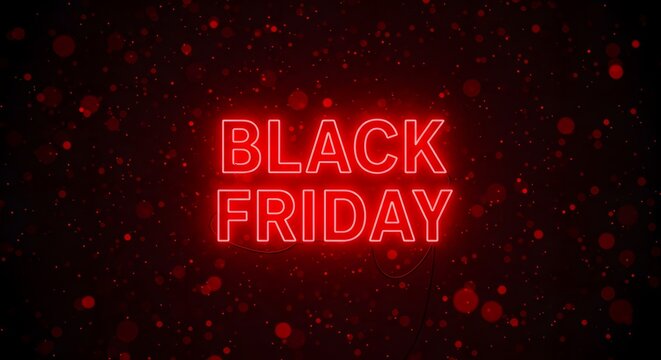 Red Neon Black Friday Sale Promotion Background with Bokeh