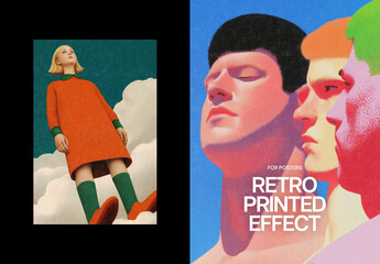 Halftone Print Poster Effect Mockup