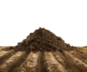 Excavation process soil pile construction site earthy, isolated on transparent background, png