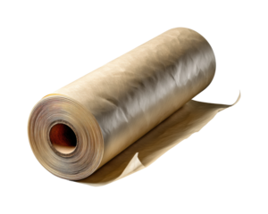 Unrolling craft paper for creative projects in artistic space, isolated on transparent background, png