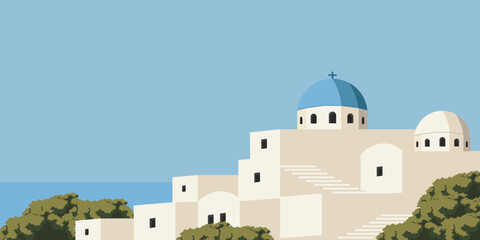 Santorini Greece travel background, banner, cover