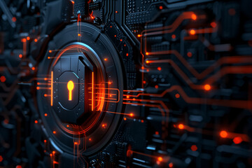 Cyber Security Ransomware Email Phishing Encrypted Technology, Digital Information Protected Secured. High quality photo. Generative AI