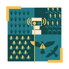 Laser scarecrows concept - method to deter birds from agricultural crops