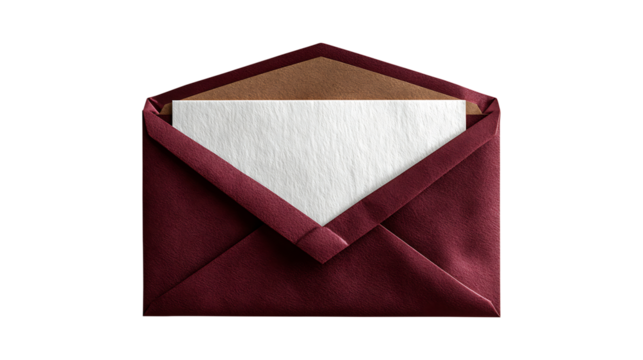 Elegant Luxurious Burgundy Envelope, isolated on transparent background, PNG
