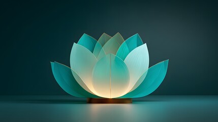Fototapeta premium Teal and ivory lotus flower-shaped lamp.