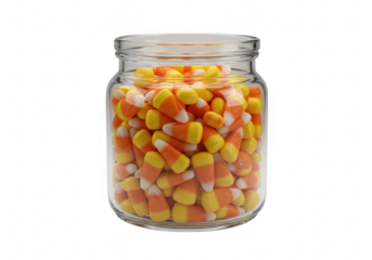 Jar of candy corn isolated on transparent background