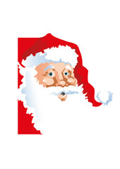 Santa Claus (Father Christmas) with chubby cheeks is whistling