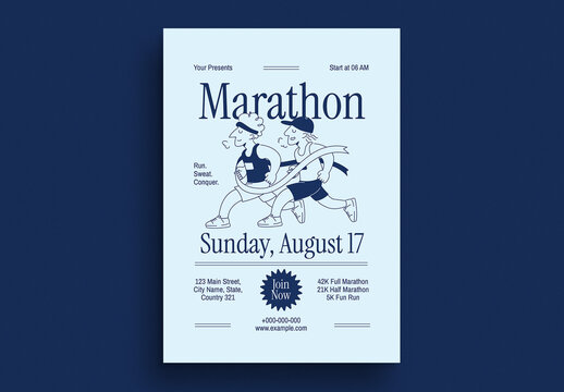 Retro Cartoon Marathon Event Flyer