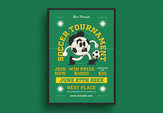 Retro Trendy Soccer Tournament Event Flyer