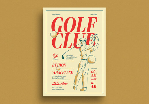 Retro Golf Club Training Event Flyer