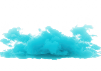 Blue smoke cloud isolated on transparent background