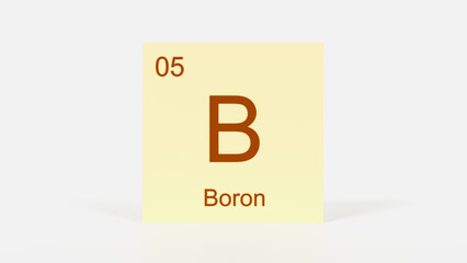 Boron Element 3D Render - Periodic Table Box with Atomic Number 5, Scientific Education, Chemistry Classroom, Modern Science Poster, and Laboratory Wall Art
