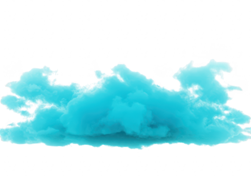 Blue smoke cloud isolated on transparent background