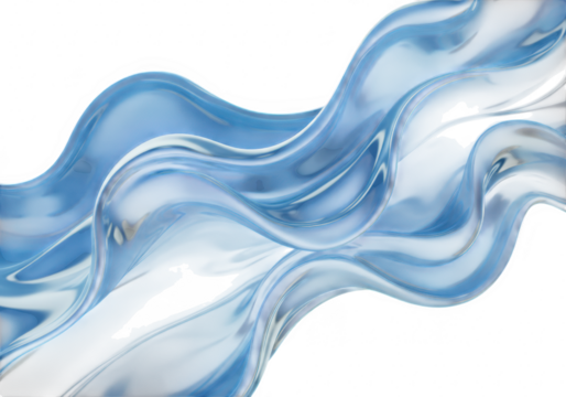 Abstract blue liquid wave isolated on transparent background