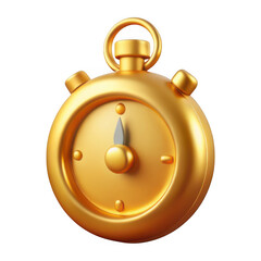 3d golden stopwatch timer with classic design