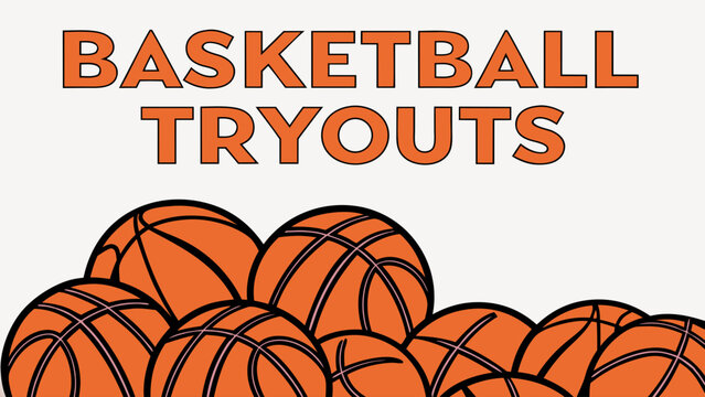 Pile of Orange Basketballs for Tryouts Announcement.