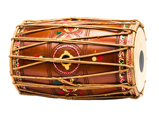 Traditional indian dhol drum isolated on transparent background