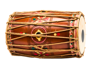 Traditional indian dhol drum isolated on transparent background