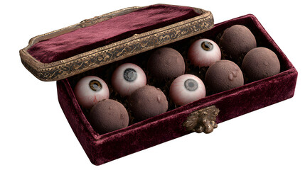 Eyeballs in Velvet Box, isolated on transparent background