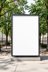 a blank billboard in an urban park setting.