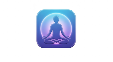 3d icon of meditative yoga pose silhouette isolated on transparent background, representing spiritual wellness, inner peace, and the practice of mindfulness for relaxation