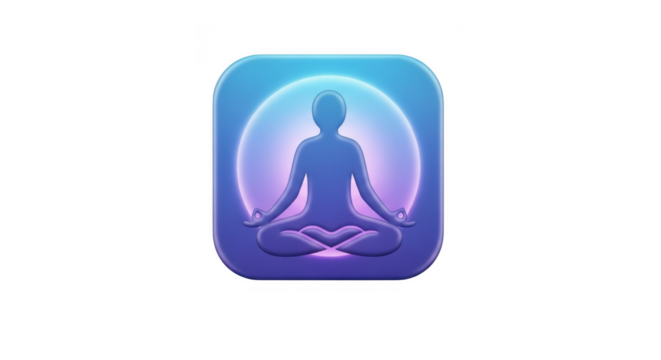 3d icon of meditative yoga pose silhouette isolated on transparent background, representing spiritual wellness, inner peace, and the practice of mindfulness for relaxation