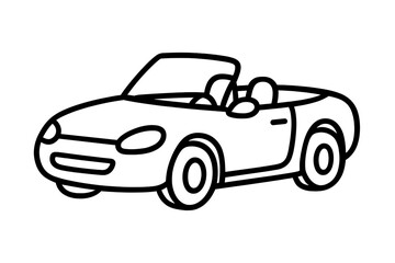 Convertible car outline simple icon. Sports car black line art. Roadster vector illustration. Minimalistic transport vehicle graphic. Modern automobile doodle drawing.