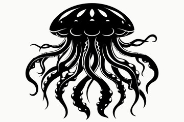 Silhouette of a jellyfish, intricate design.
