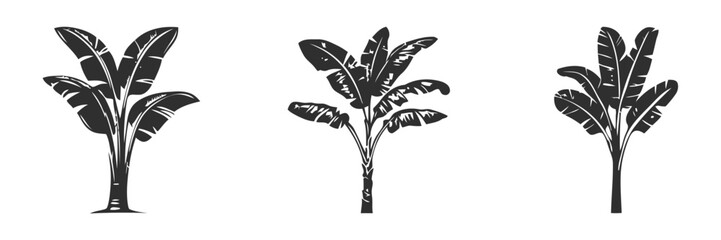 Three stylized banana trees.