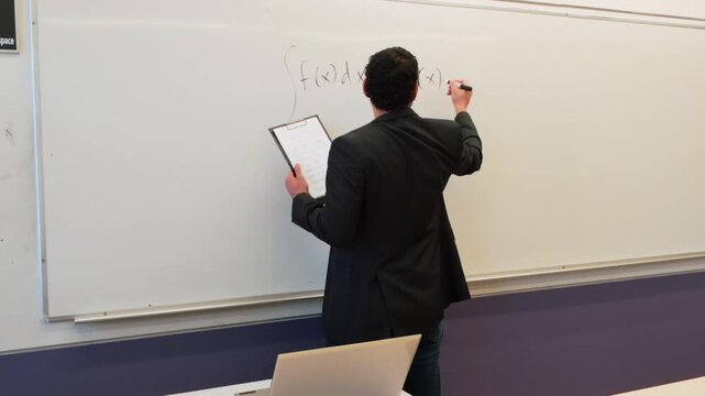 Young Lecturer Demonstrates Calculus Integration